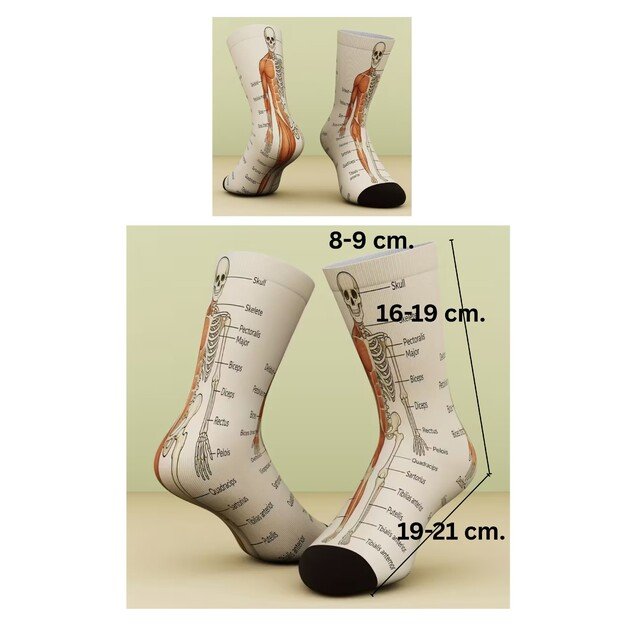 Kojinės su raumenų ir skeleto atvaizdu