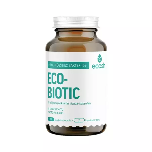 ECOSH pieno rūgšties bakterijų kompleksas ECOBIOTIC, 90 kapsulių