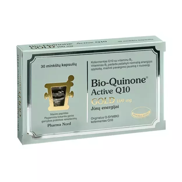 PHARMA NORD BIO-QUINONE ACTIVE Q10 GOLD, 100 MG, 30 minkštų kapsulių