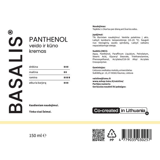 BASALIS PANTHENOL veido ir kūno kremas 150 ml 1