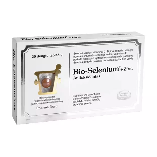 PHARMA NORD BIO-SELENIUM + ZINC, 30 dengtų tablečių