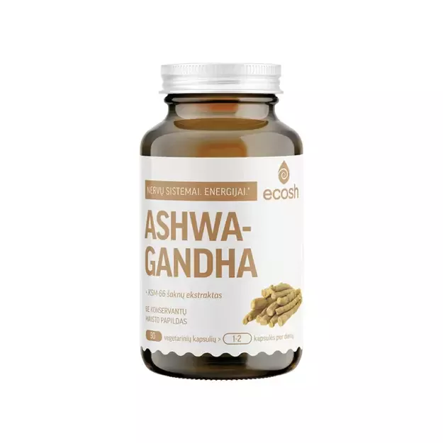 ECOSH AŠVAGANDA (ASHWAGANDHA) su KSM-66® šaknų ekstraktu, 400 MG, 90 kapsulių