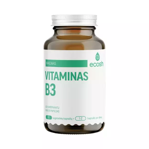 ECOSH bioaktyvus vitaminas B3, niacinas 250mg NE, 90 kapsulių, 90 kapsulių