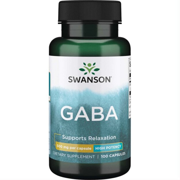 SWANSON GABA, 500 mg, 100 kapsulių