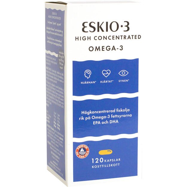 ESKIO-3 žuvų taukai HIGH CONCENTRATED OMEGA-3, 120 kapsulių