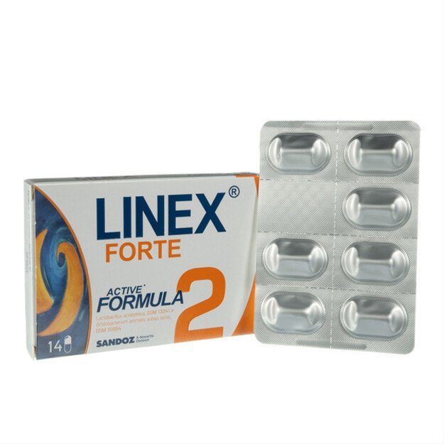 LINEX FORTE, 14 skrandžio sultims atsparių kapsulių