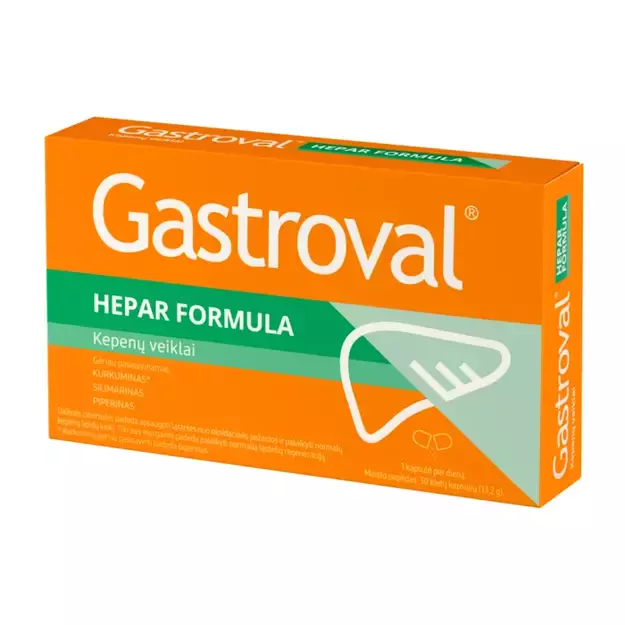 GASTROVAL HEPAR FORMULA, 30 kapsulių