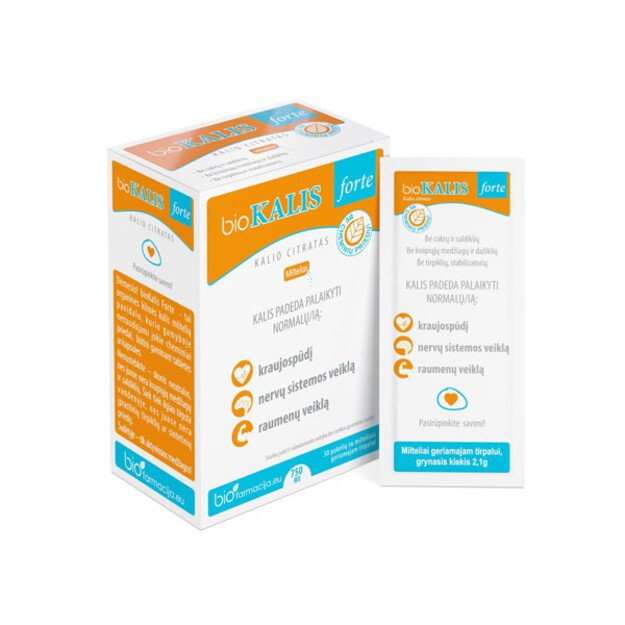BIOKALIS FORTE, 750 mg, milteliai, 30 vnt.