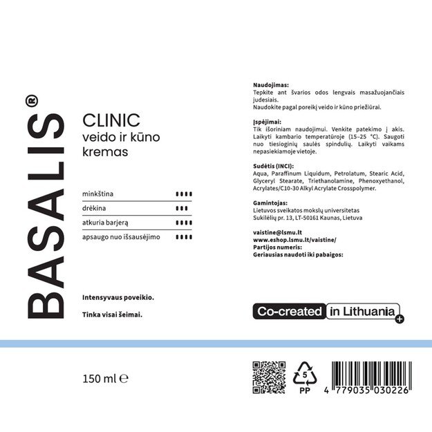 BASALIS CLINIC veido ir kūno kremas 150 ml 1