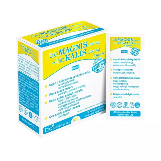 BIOMAGNIS 300 MG + BIOKALIS 300 MG DISPERSE (LT-EKO-001), 30 pakelių